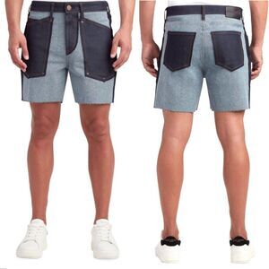 Monfrere X MFVLA Shorts Mens 33 Blue Two-Tone Japanese Denim Raw Edge Rock $198